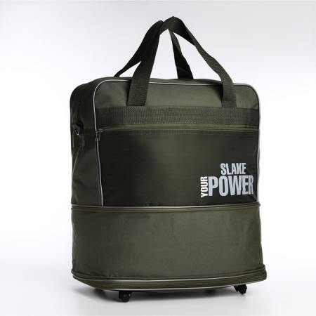 Road bag with lightning, with an increase, external pocket, long belt, khaki color-1
