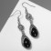 Earrings with rhinestones "drop" elegance, black color in black silver