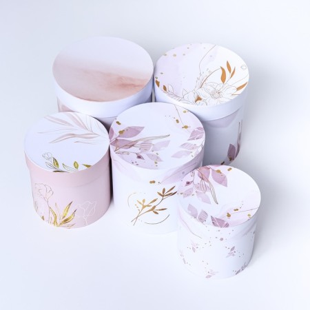 Set of round boxes 5 in 1 "delicate image", 20 x 20 -14 x 14 cm-3