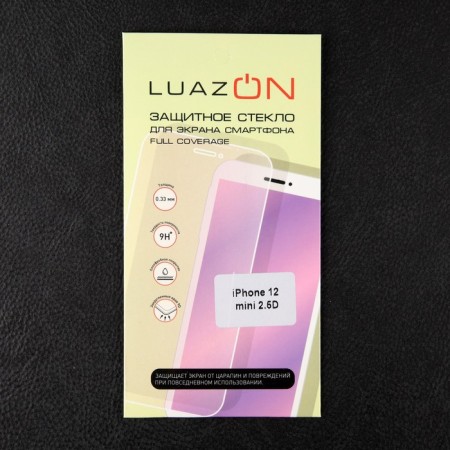 Protective glass 2.5d Luazon for iPhone 12 mini, full glue, 0.26 mm, 9n-3