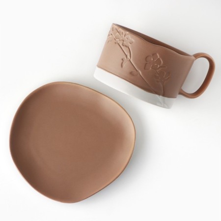 Tea couple ceramic "Montblan", 2 items: 220 ml mug, saucer 13x13.6 cm-2