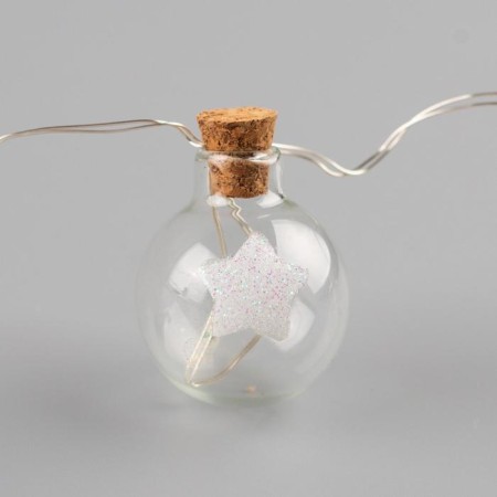 Garland “thread” 1.6 m with nozzles “Balls with a star”, IP20, silver thread, 15 LED, glow warm white, AAH2-5