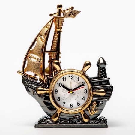 Alarm clock "Ship", discrete move, 1AA, 18 x 24.5 x 6.8 cm, silver