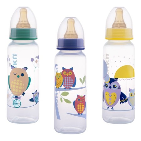 A bottle for feeding with a latex nipple, 250 ml, from 0 months., Mix color-10