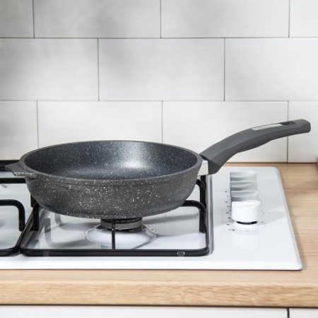 Granite pan, d = 22 cm, plastic handle, anti -stick coating, gray color-5