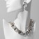 Set 2 objects: earrings, necklace “jewel” squares, white color in gold, 32 cm