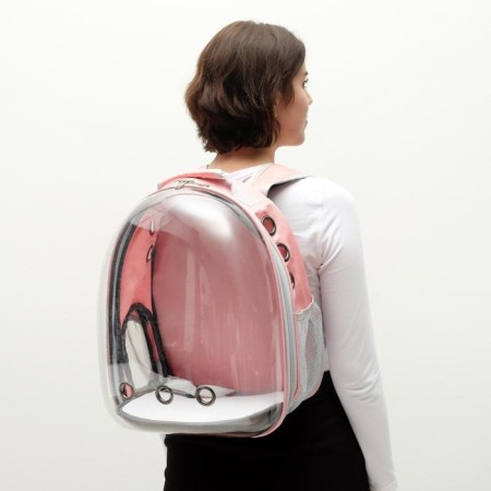 Backpack for carrying animals, transparent, 31 x 28 x 42 cm, pink-11