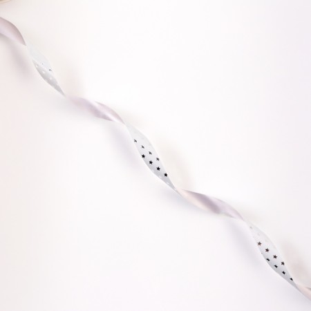 Plastic tape "Metallic stars", 1.2cm x 45m, white-2