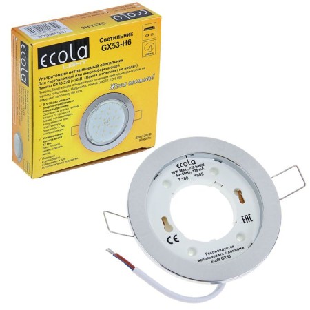 Introduced lamp Ecola, H6, GX53, 20 W, 101x16 mm, flat, chromium color
