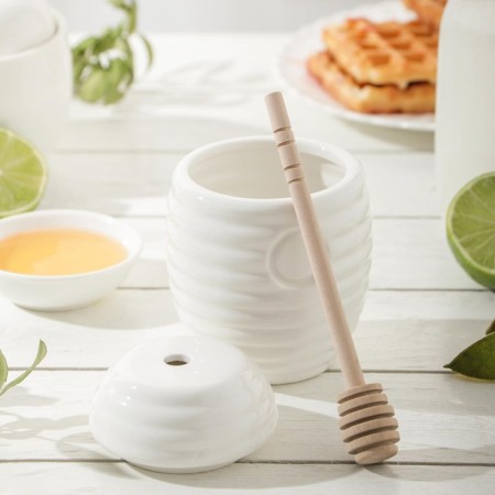 Porcelain capacity for honey with a spoon Bellatenero, 300 ml, white color-8