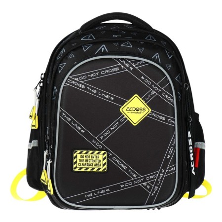 School backpack 40x33x15cm, ergonomic back, Across 410, black/yellow-2