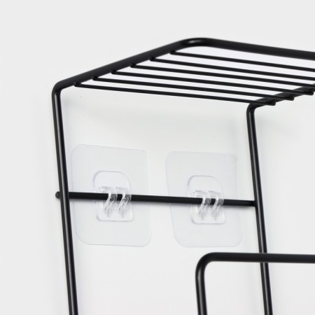 Holder for towels with shelf, 15.5 × 12.5 × 33.5 cm, black color-3