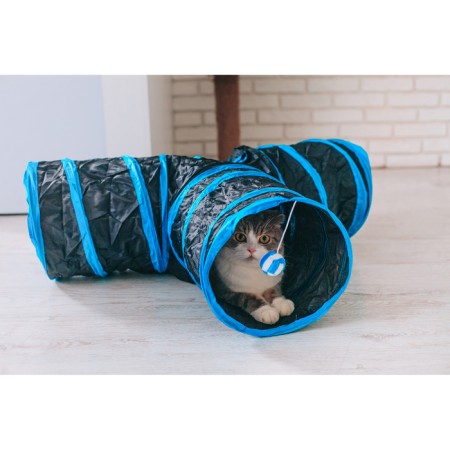 Cat tunnel rustling "tee", 80 cm, pipe diameter 25 cm, mix of flowers-7