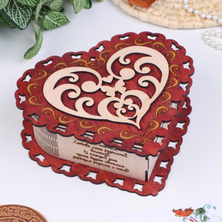 Casket "Heart", with a wish, 21x19x6 cm