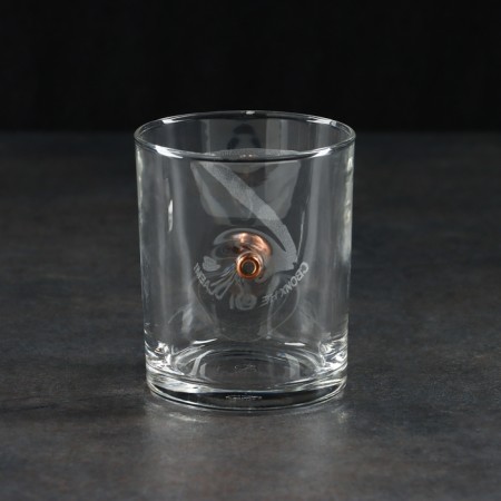 A glass "impenetrable. We do not throw our own", with a bullet, for whiskey, 250 ml-2