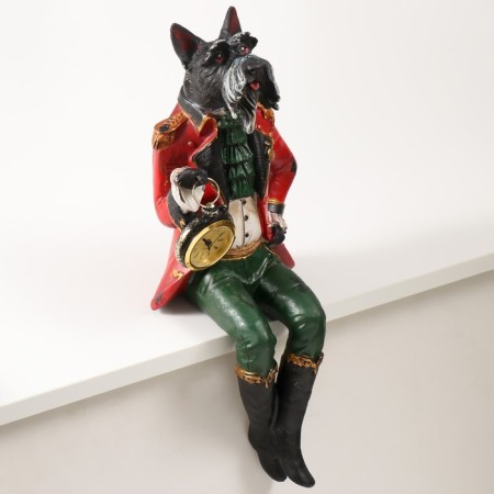 Polystone souvenir with the clock "Terrier in Red Camisole" sits 16.5x14.5x36.5 cm-2