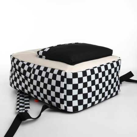 Youth backpack from textiles, 3 pockets, white/black color-2