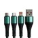Cable 3 in 1, microUSB/type -C/Lightning - USB, 3 A, 1.25 meters, green