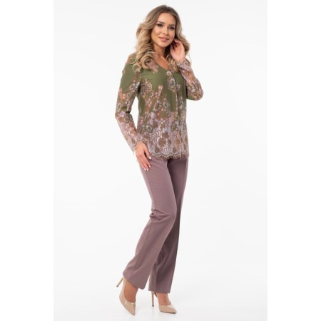 Female blouse, size 42, beige color, green-13