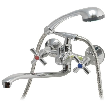 Bath-Dusheva mixer two-handed Juguni JGN0141/B with metal and chrome. Loice and flywheels, crane-bugs ceramics, S-range-1