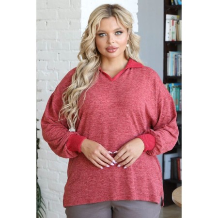 Pulover female, size 56, red color-9