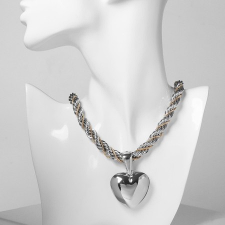 Piece "chain" heart, burning, color silver, 44 cm