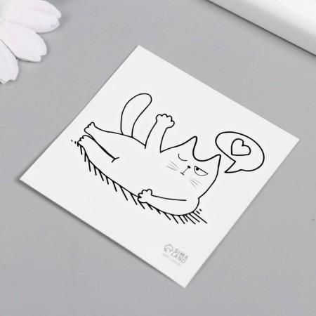 Tattoo on the body Black "Business Cat" 6x6 cm-4