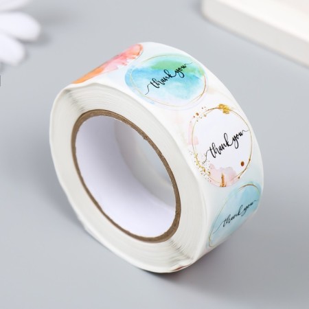 Stick Paper "Watercolor. Gratitude" d = 2.5 cm 500 pcs in a roll 3x6.5x6.5 cm-1