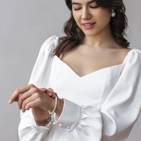 Bracelet Pearl "Bride" ball No. 6, milk color, d = 5.5 cm-1