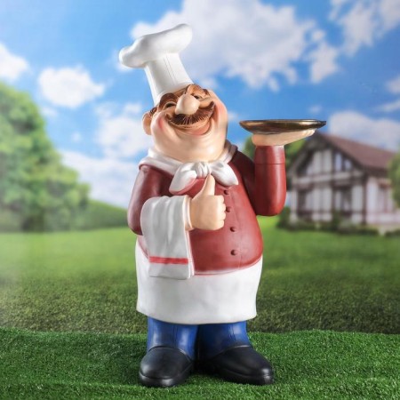 Garden figure "Chef with tray" 15x36x62cm