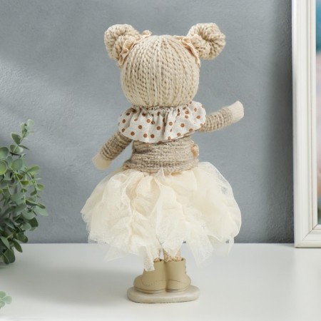 Interior doll "Baby in a beige outfit, a skirt from a mesh" 33x15x18.5 cm-2