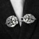 Cardigan clamp "luxury", white-gray color in black silver