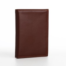 Male purse without fastening, 3 in 1, department of auto documents, passports, maps, bills, brown color