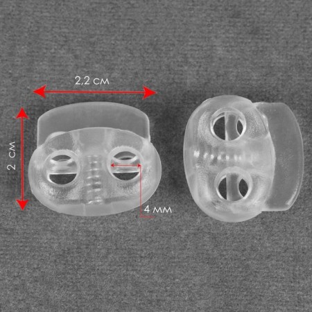 A set of double fixers for the cord, d = 4 mm, 2 × 2.2 cm, 50 pcs, the color is transparent-1