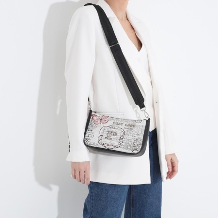 Bag Cross-Body L-Craft with a zipper, external pocket, black/beige color-7
