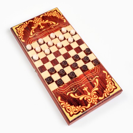 Wooden backgammon with checkers "wolf-21", board game, 40 x 40 cm-3