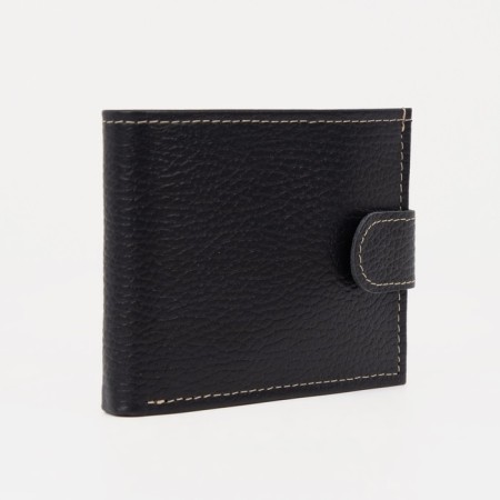 Male purse on a button, for bills, for cards, for coins, black color