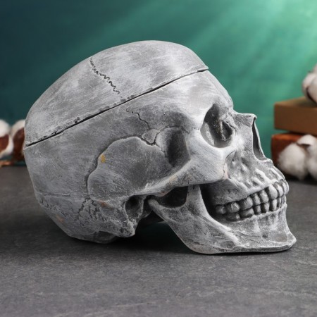 Casket for trifles "Skull" Gray stone, 16x15x22cm-3