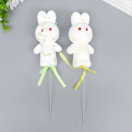 Decor on the stick "Zaychat - Sprinking, circles" set 2 pcs yellow, green 12 cm