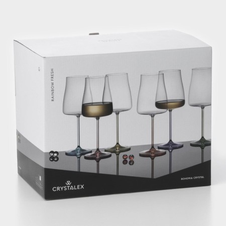 A set of glass glasses for the wine Rainbow Fresh, 600 ml, decor, 6 pcs-7