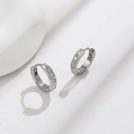 Cooping earrings Xuping Mini, D = 1.3 cm, white color in silver-3