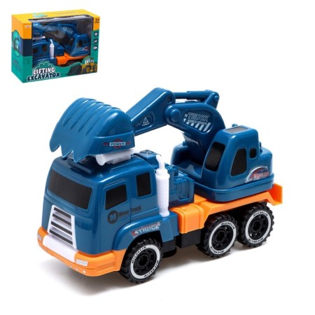 Construction truck, mobile details, light and sound, works from batteries, blue color