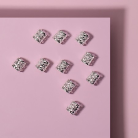 Hair piercing "Pipe", 1 × 1 cm, 10 pcs, silver color-1