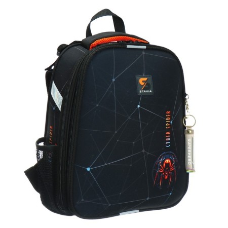 School backpack 38 x 30 x 16 cm, ergonomic back, stavia "spider", black-1