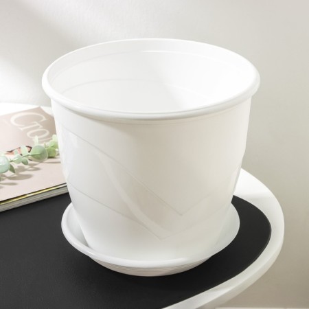 Pot for flowers with the Podon Venice, 4.1 l, D = 21 cm, white color-2