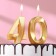 Candle in the cake jubilee "line" (set 2 in 1), number 40, gold metallic, 6.5 cm