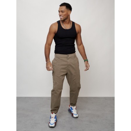 Cargo jeans men, size 54, beige color-7