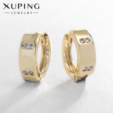 Earrings with rhinestones Xuping holiday, white color in gold