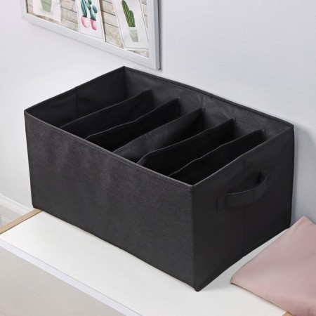 Organizer for storing linen "Smart", 6 departments, 44 × 29 × 22 cm, black color-1