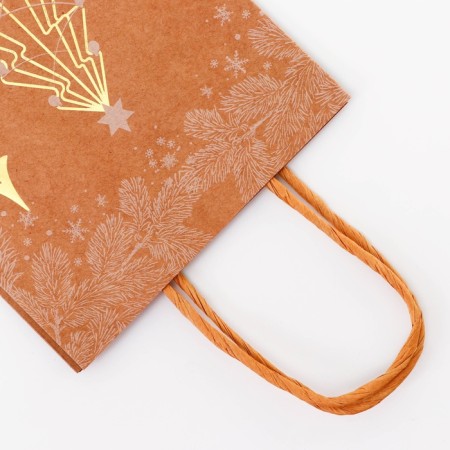 Golden -embossed craft package, round handle, "Born Forest" 15 x 21 x 8 cm, 120 g 10574-2